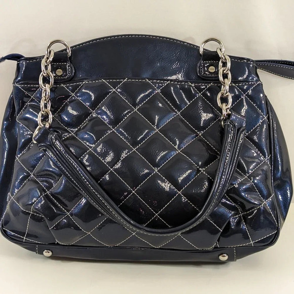 Maxx New York Quilted Leather Blue Satchel - Picture 5 of 10